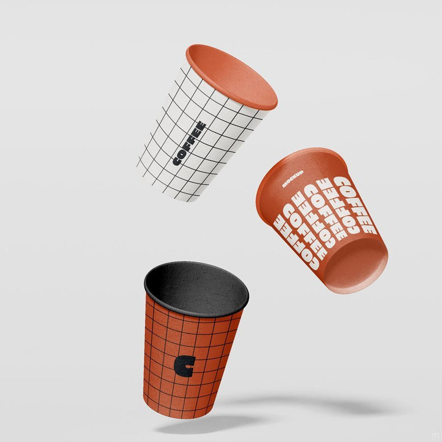 浮动纸板咖啡杯样机