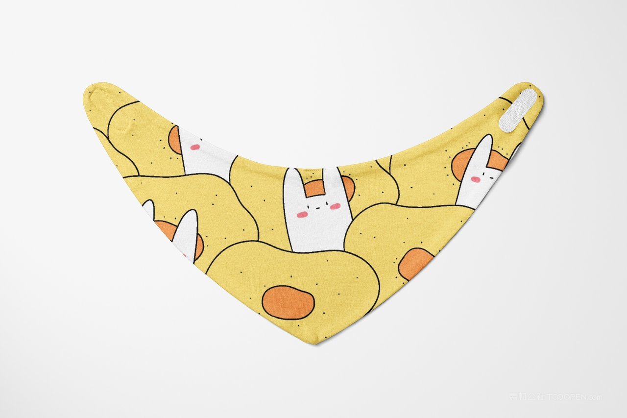 【1387期】黄色小白兔印花图案婴儿三角口水巾样机 (3)