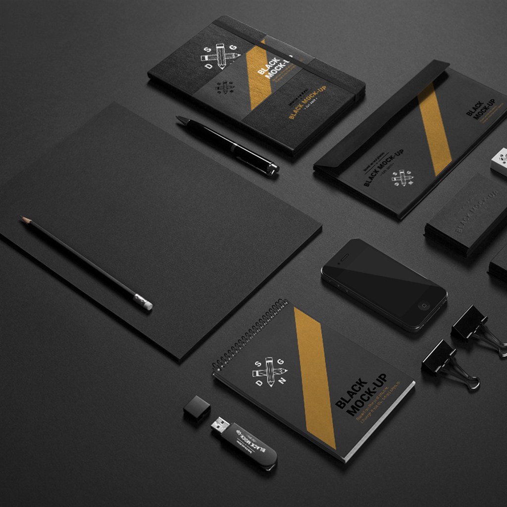 黑色调金色调高档VI设计模板样机