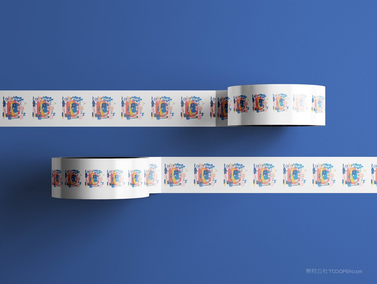 两圈胶带蓝色品牌vi展示贴图一键样机