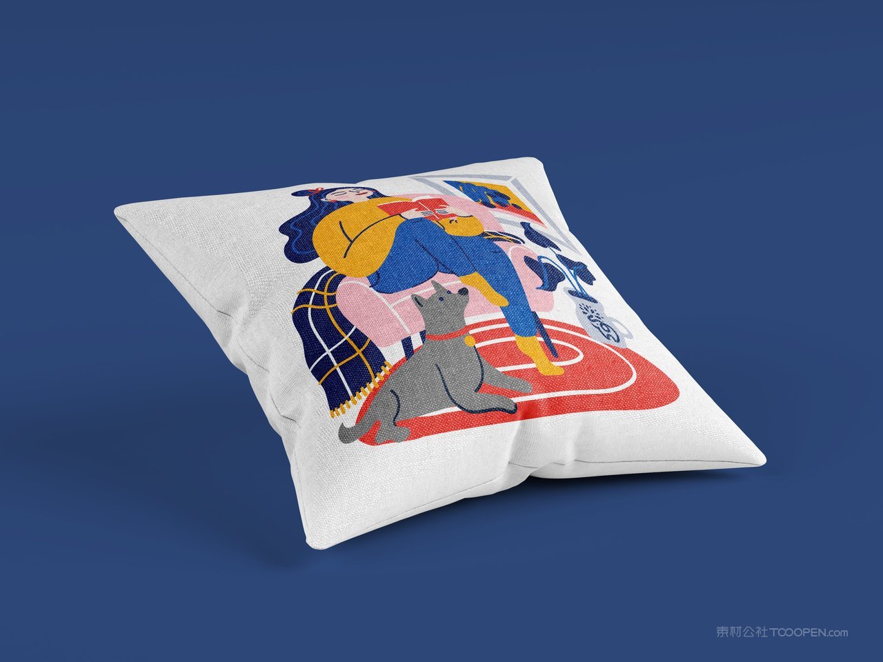 方形抱枕蓝色品牌vi展示贴图一键样机