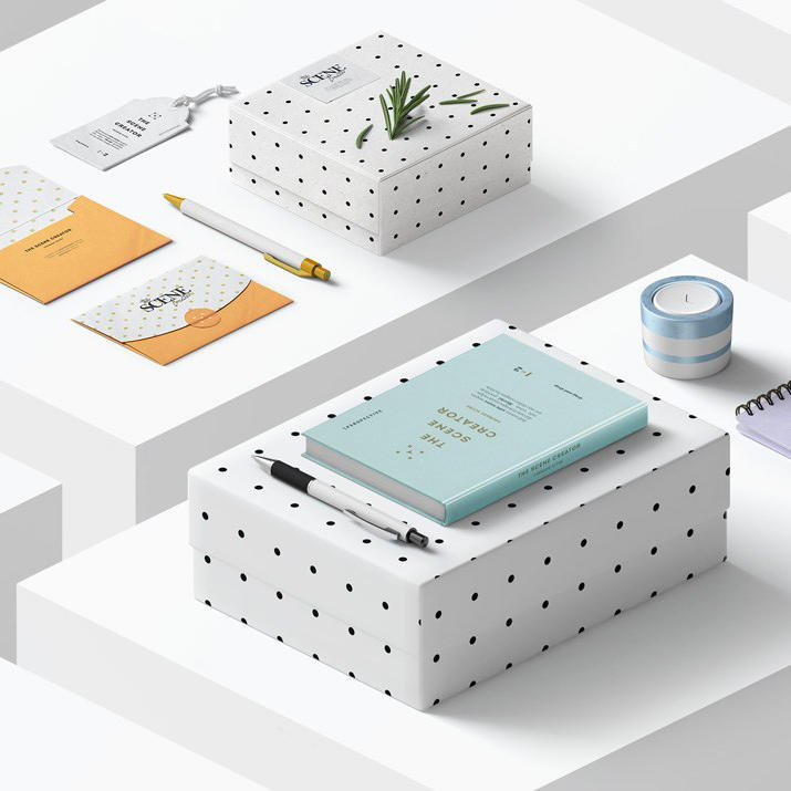 信封包装盒笔记本标签盒子样机