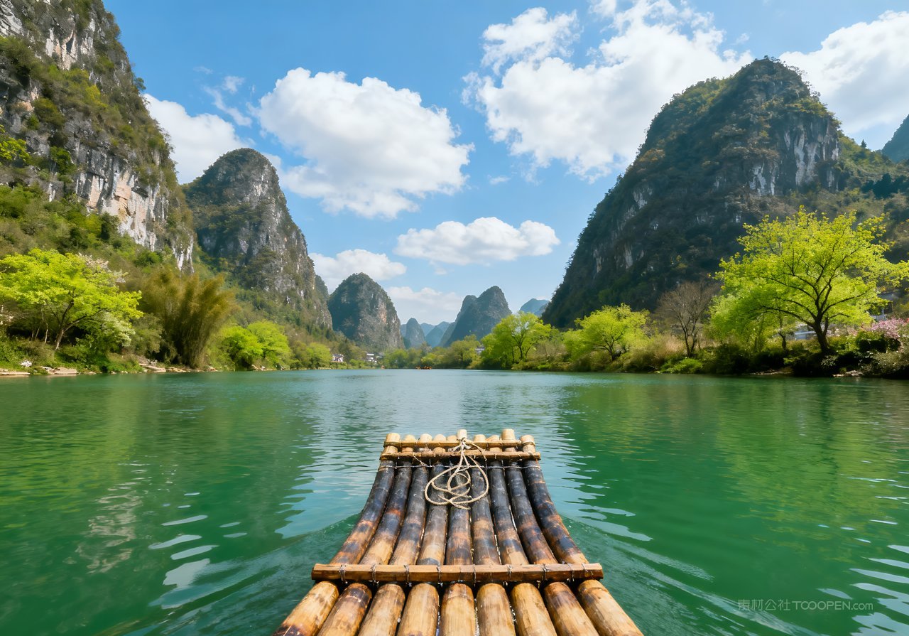山峰山水风景河流意境天空唯美春天