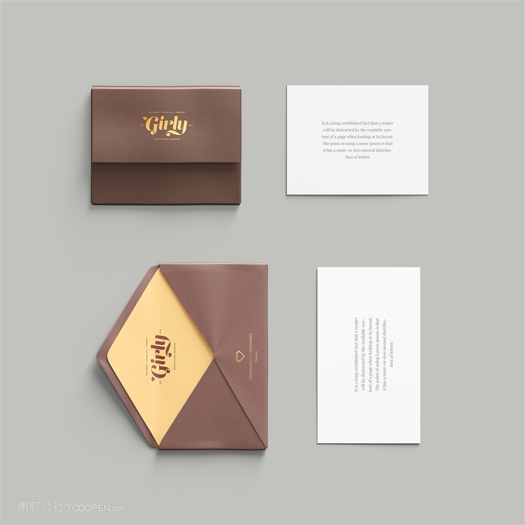 邀请函卡片信封信纸办公用品样机素材
