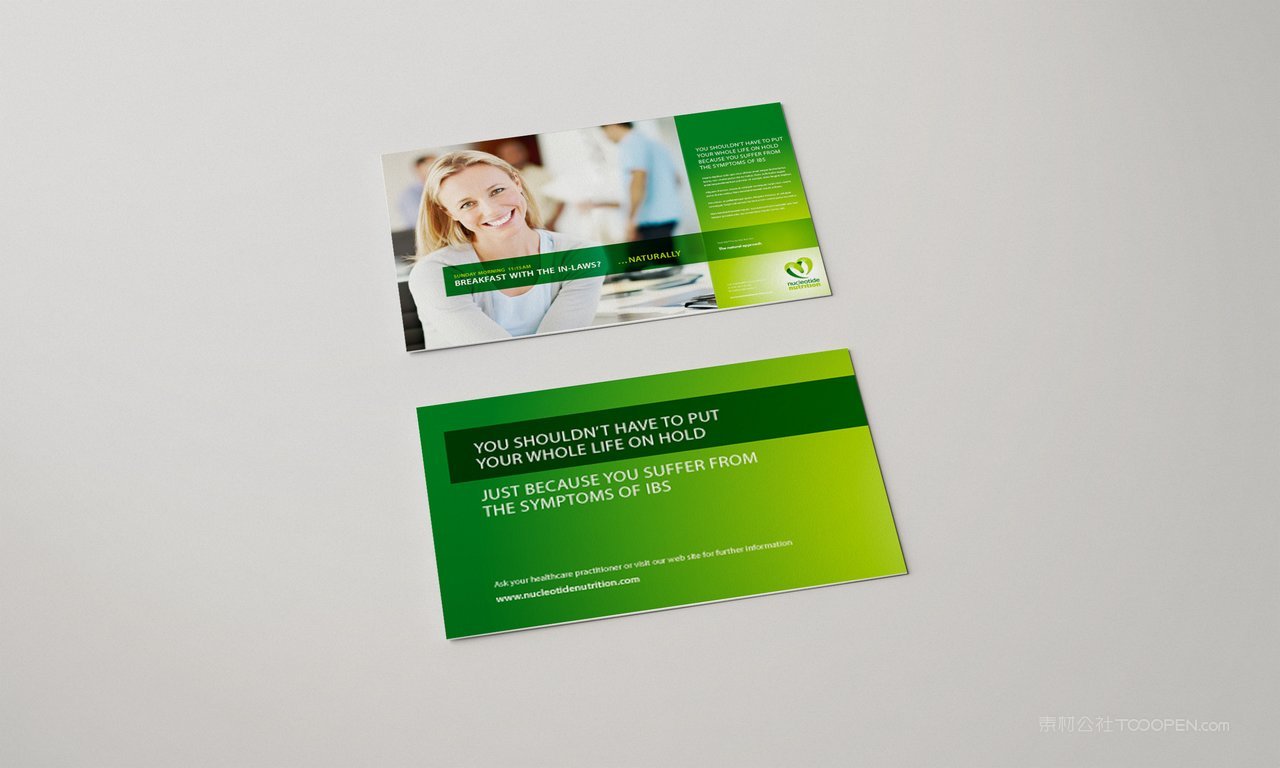 清新绿信封vi办公用品样机贴图