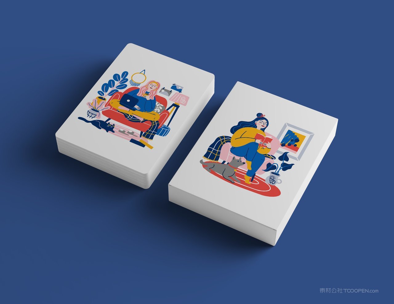 两份宣传单蓝色品牌vi展示贴图一键样机