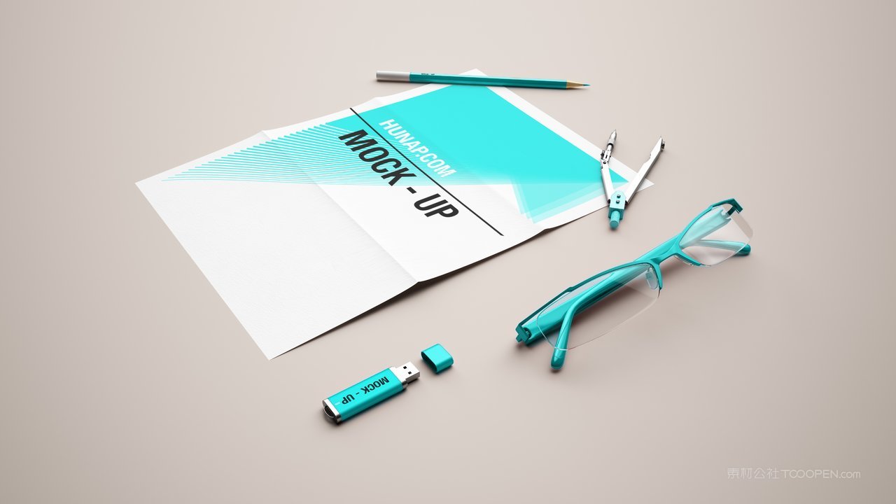 青色宣传单 房地产建筑工地vi样机