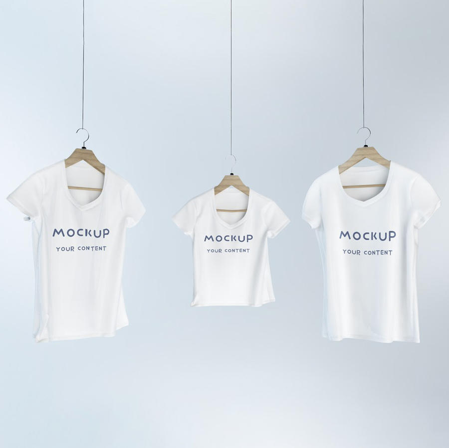 简约亲子服t恤设计展示样机