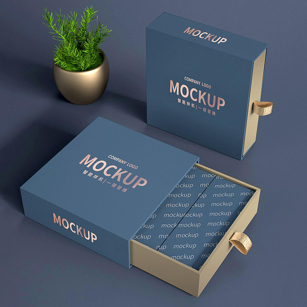 3D模型高档礼盒高端纸盒产品包装盒样机模板素材