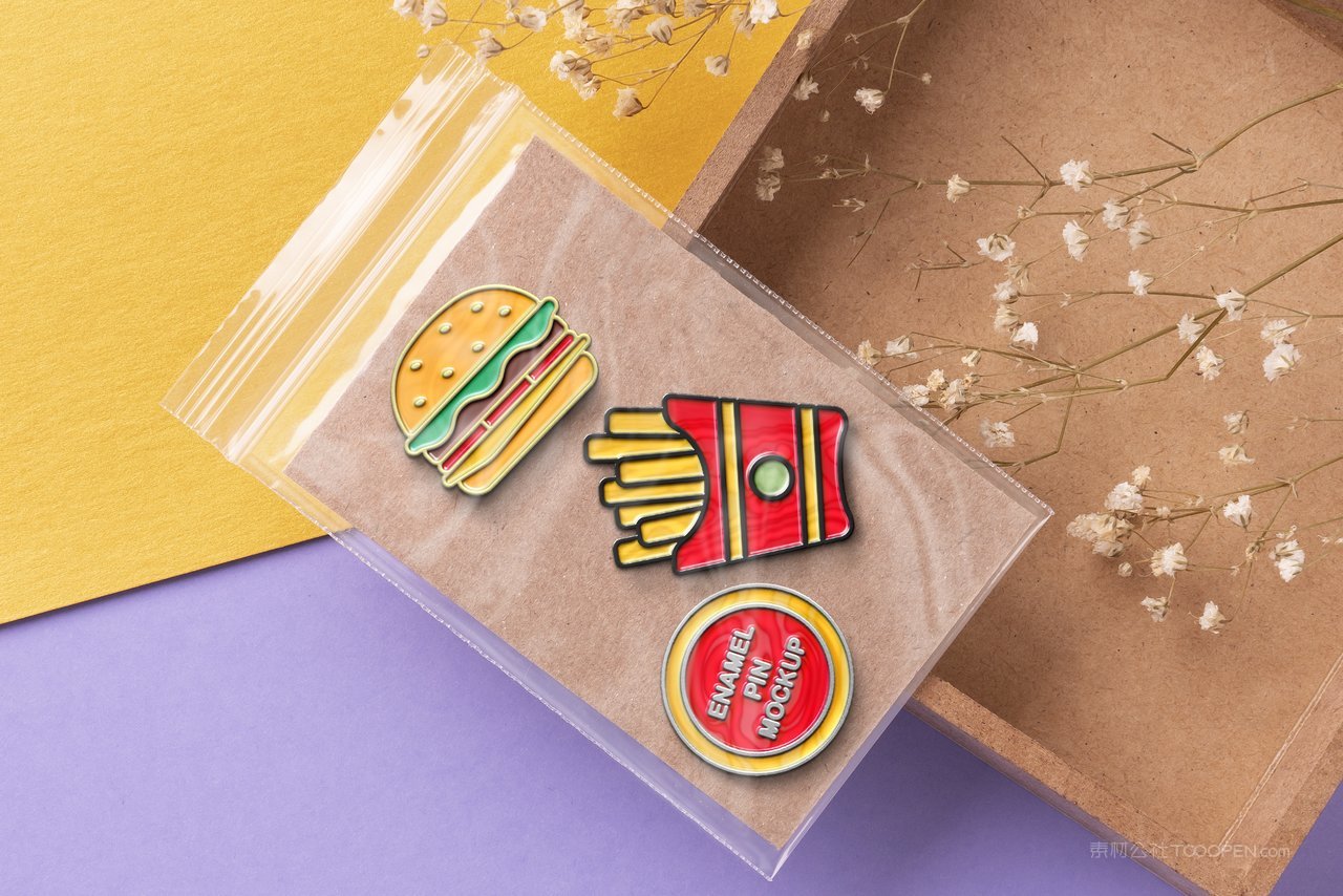 【1647期】卡通售卖包装好的自定义纪念徽章样机 (3)