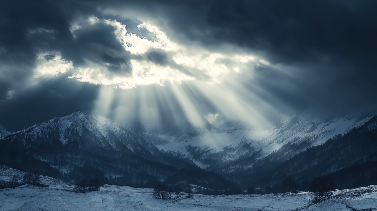 山脉宁静唯美自然天空群山山峰风景高山