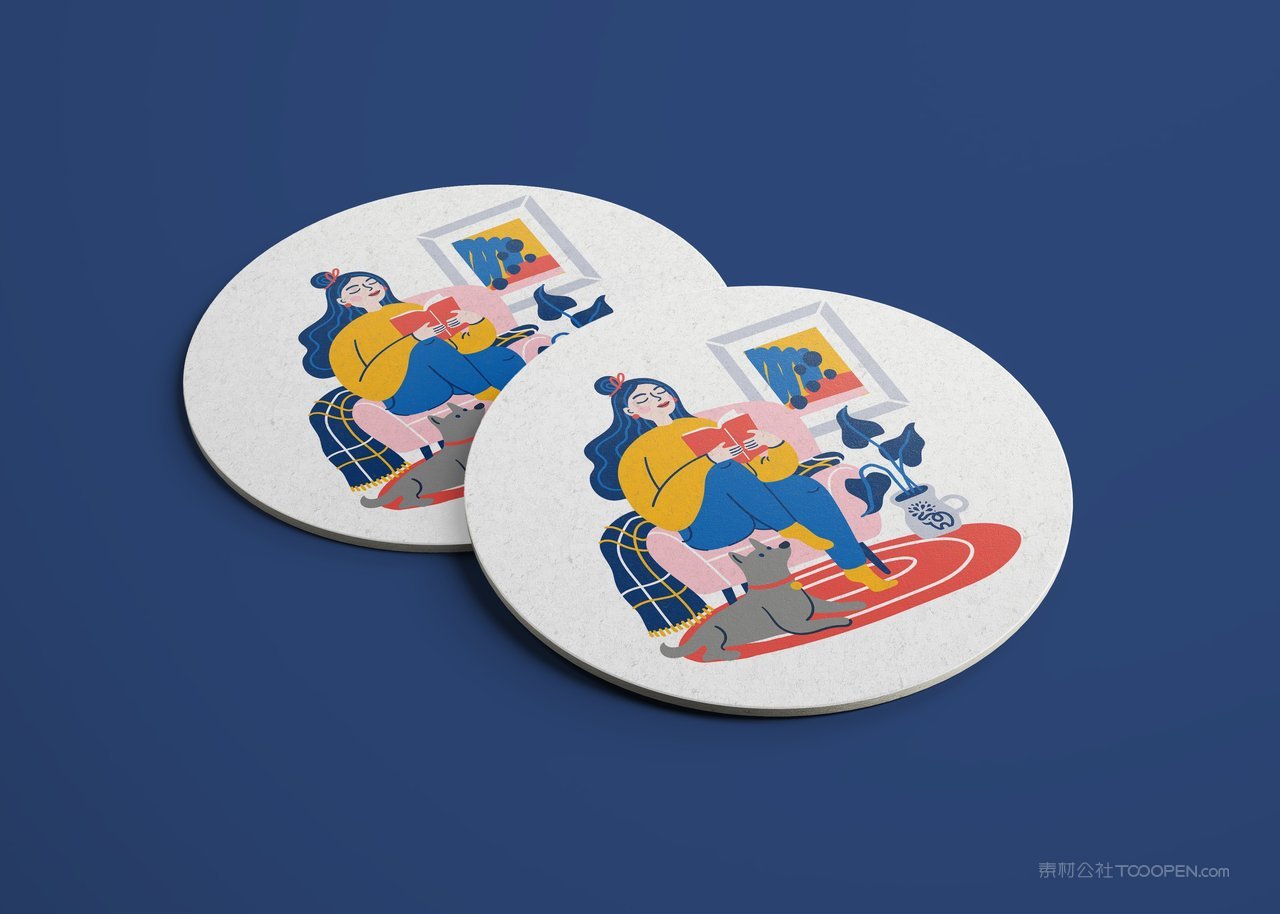 白色杯垫品牌vi展示贴图一键样机