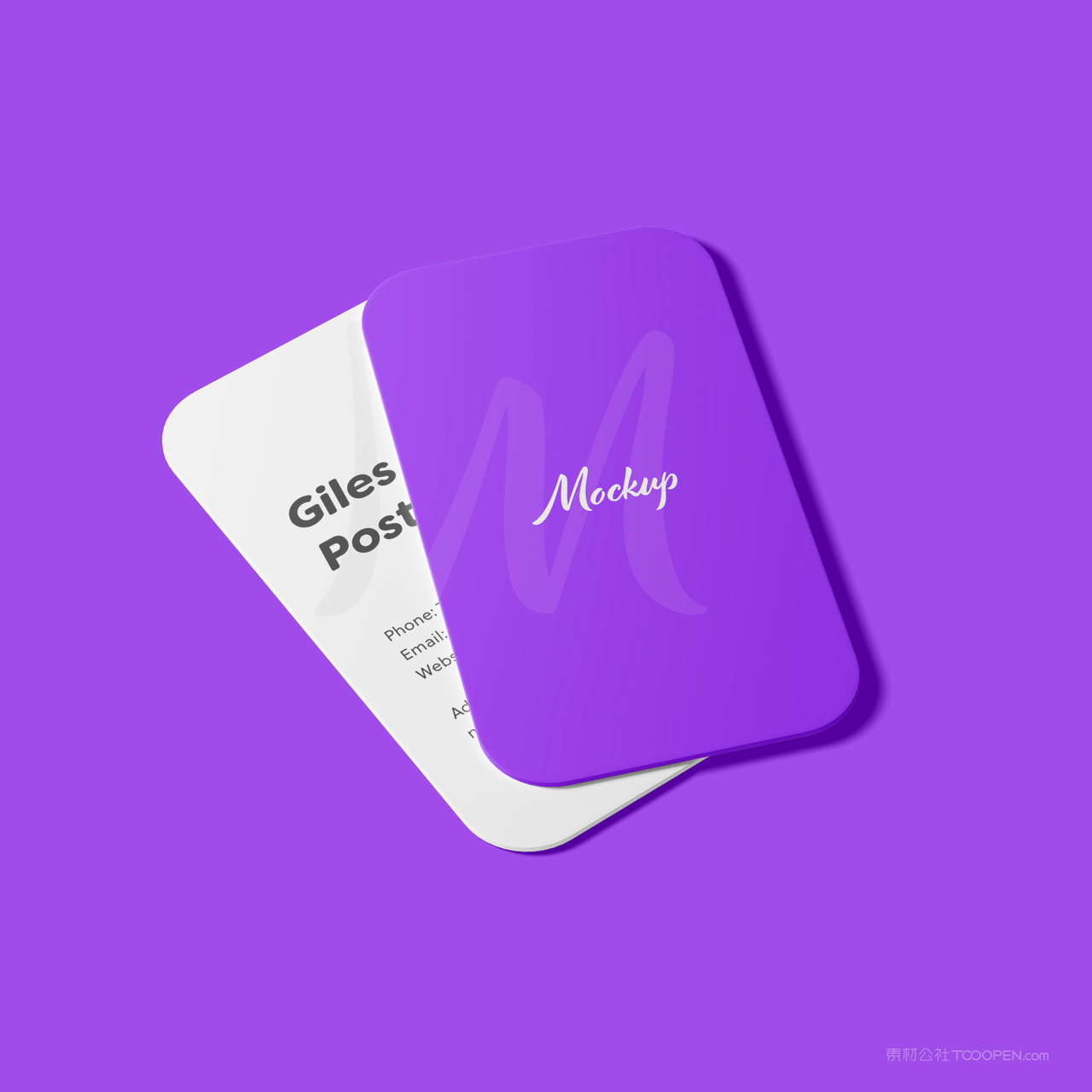 紫色商务名片正反面贴图样机