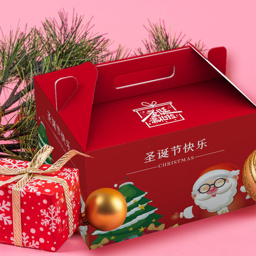 红色大气圣诞礼盒样机