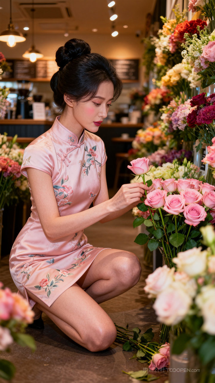 女性性感长腿气质国风美女旗袍模特