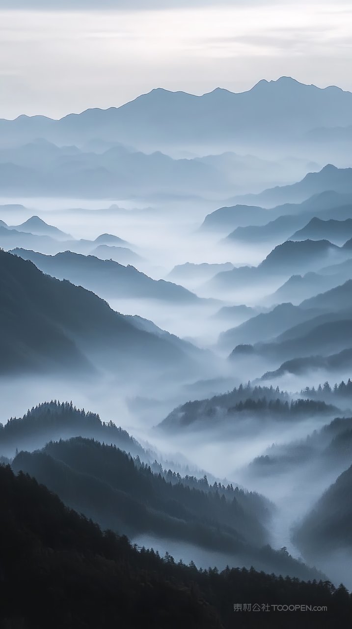 唯美景色意境景观天空群山风景山峰