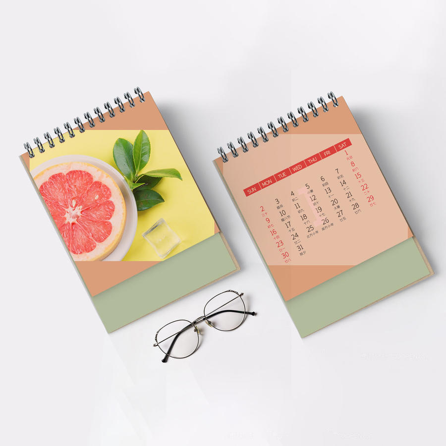 简约清新2022日历内页展示样机