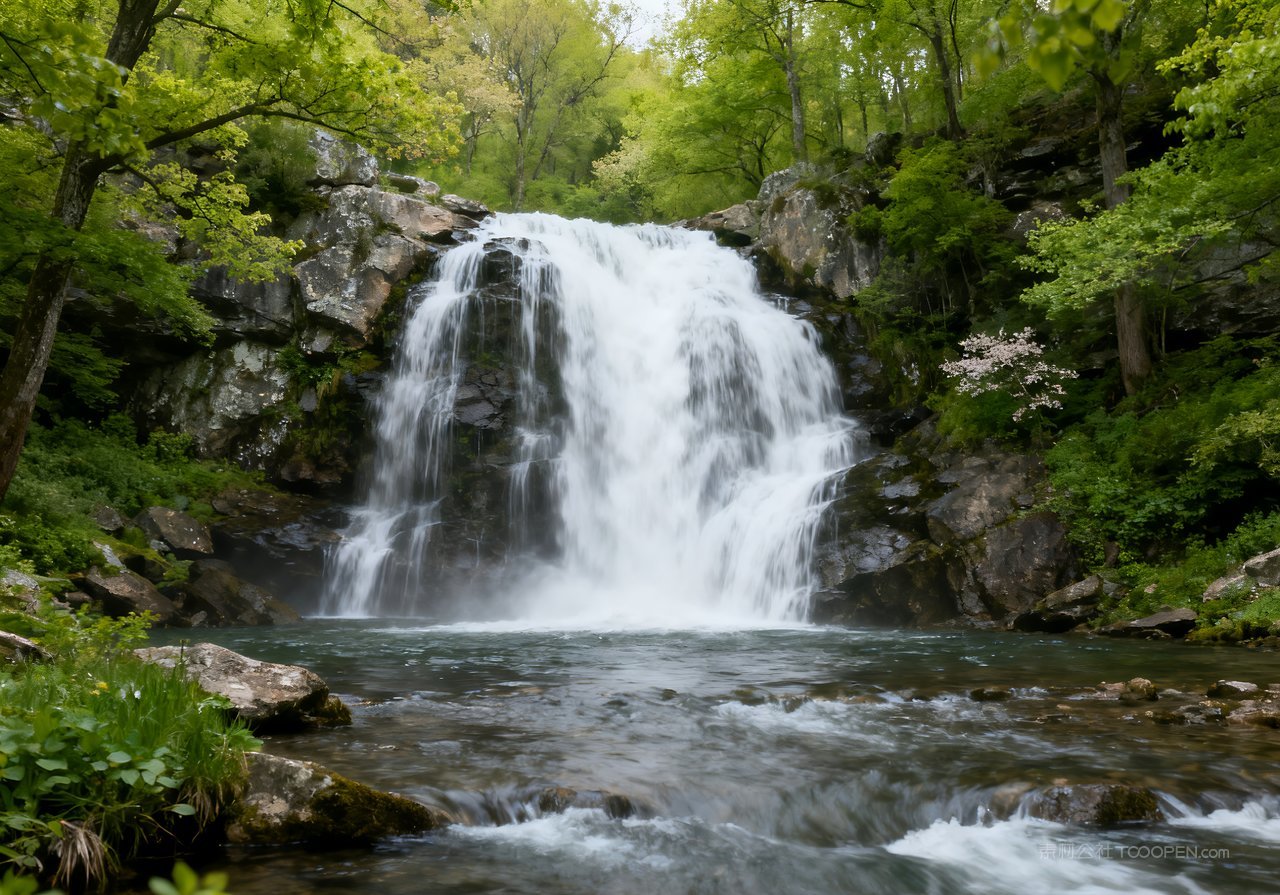 意境春意山峰自然河流春天风景天空
