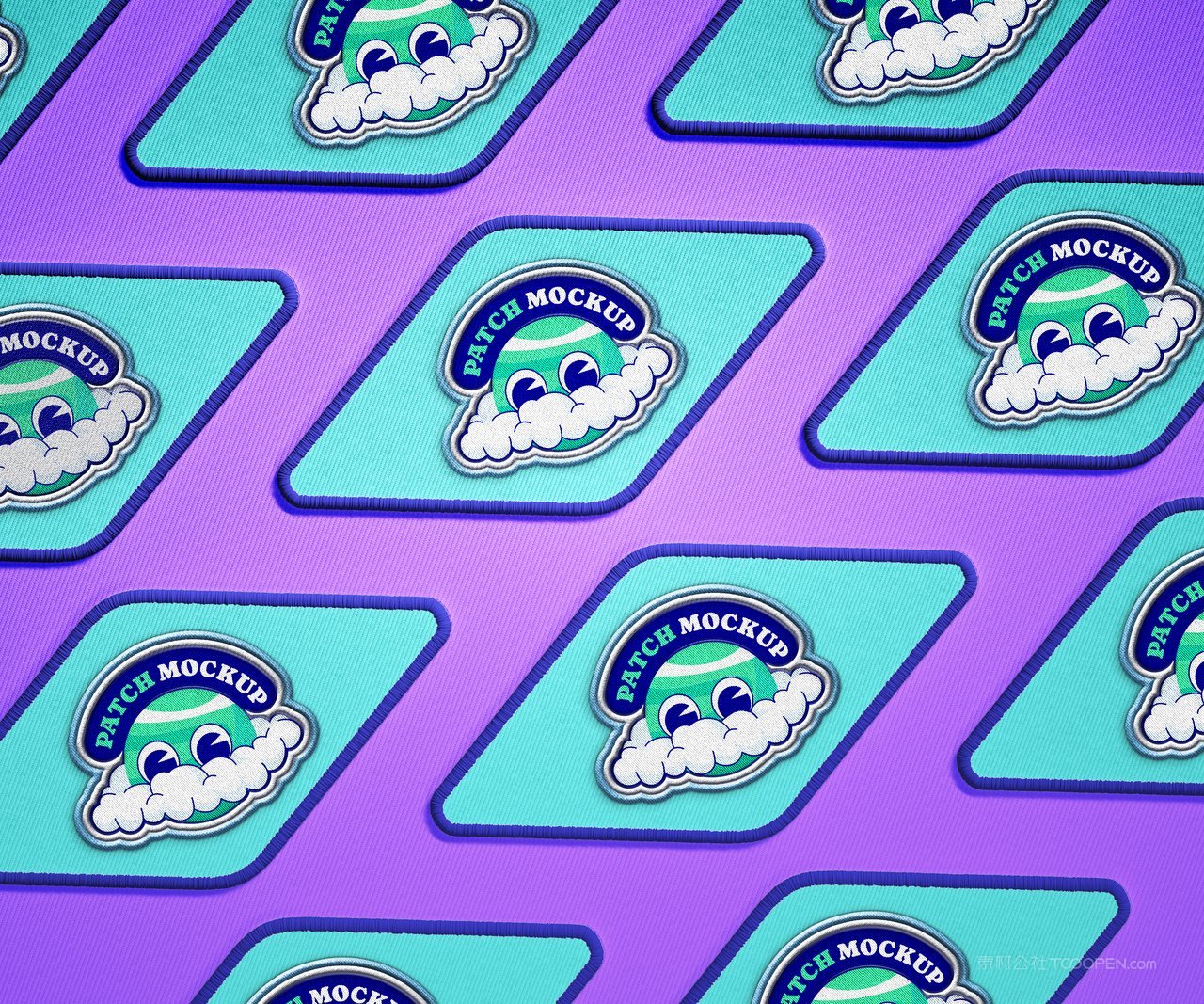 【1634期】卡通圆形方形六边形刺绣徽章样机 (24)