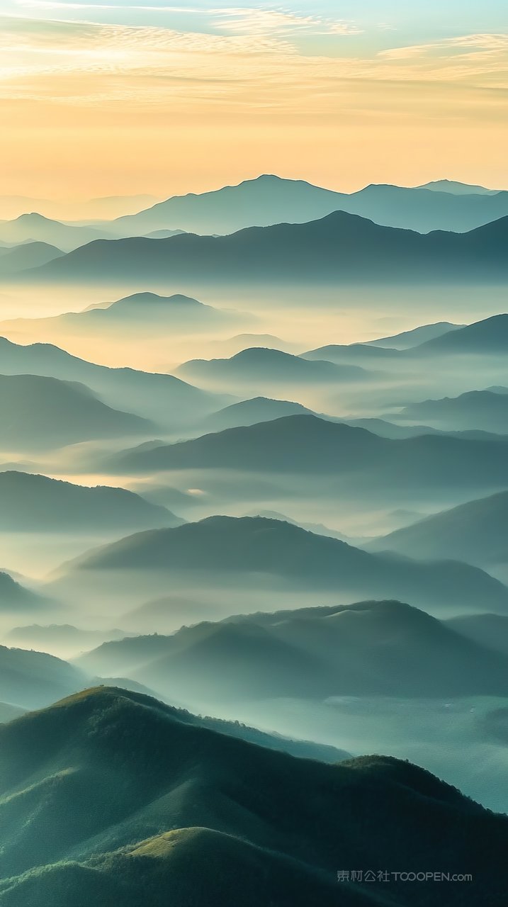 风景山峰群山自然天空意境景观唯美
