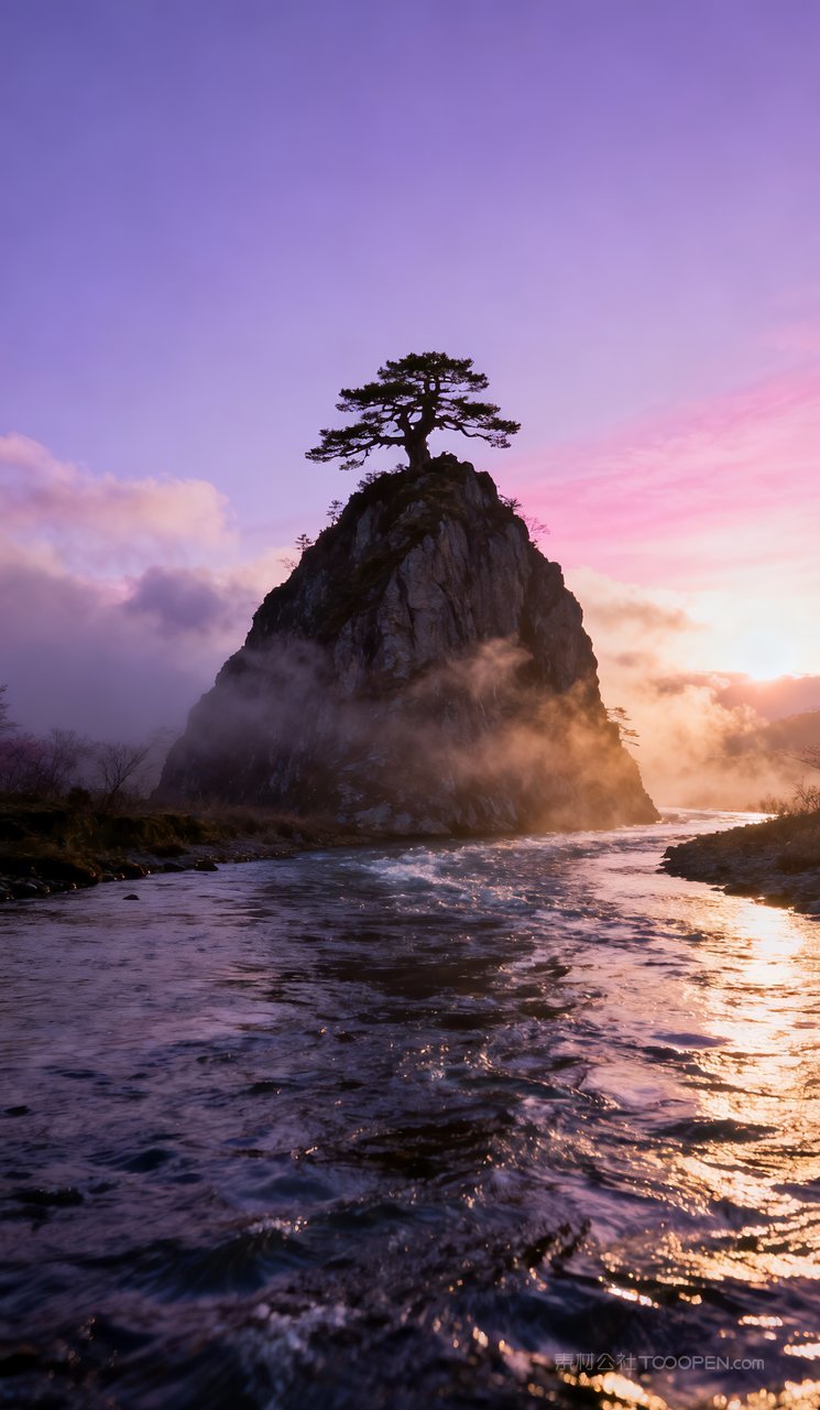 山水河流风景天空山峰唯美自然春天