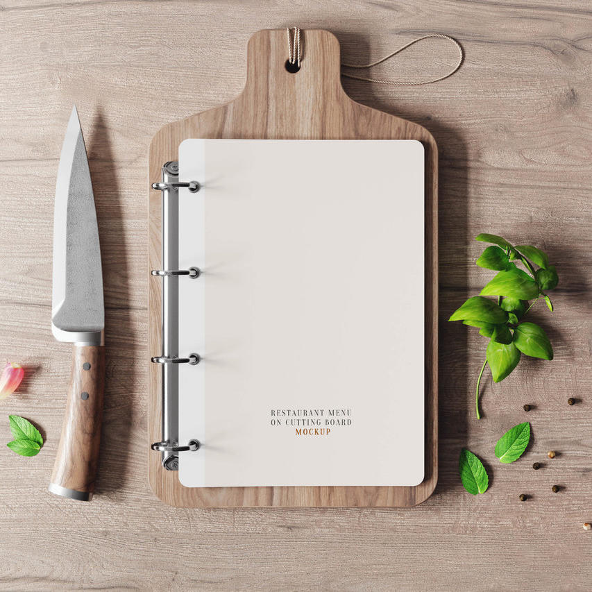 案板餐厅菜单样机