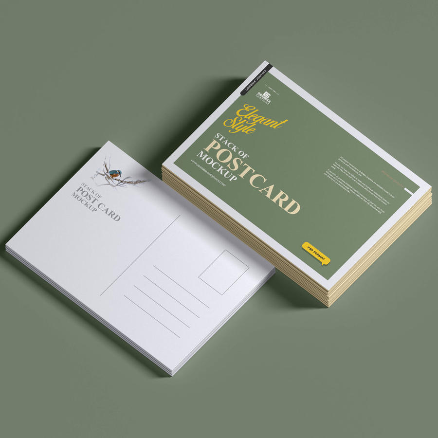 堆叠的明信片样机