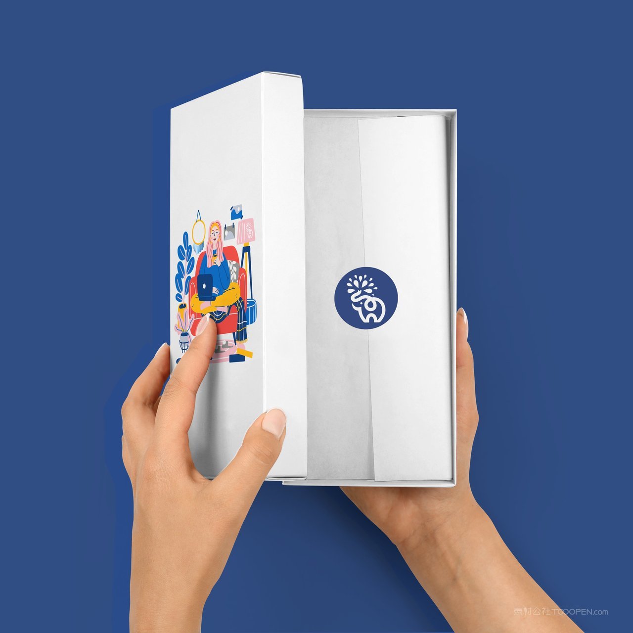 打开的盒子蓝色品牌vi展示贴图一键样机 (46)