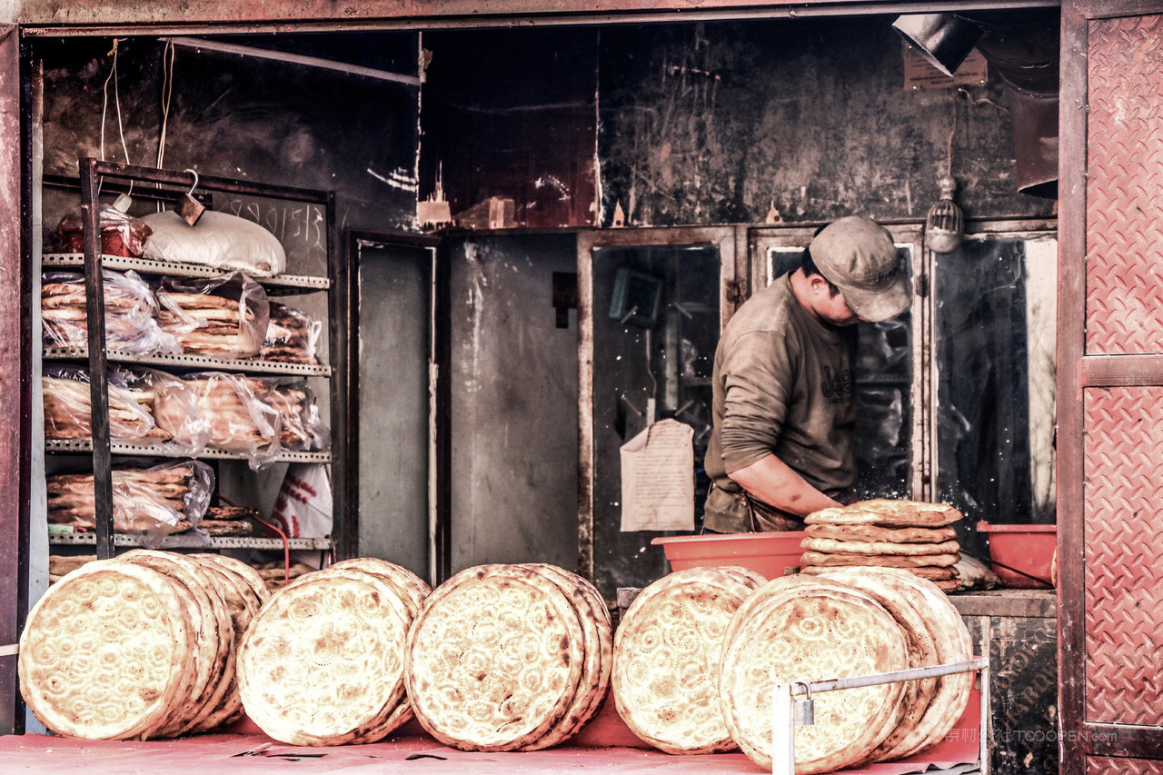 喀什店铺风景画图片