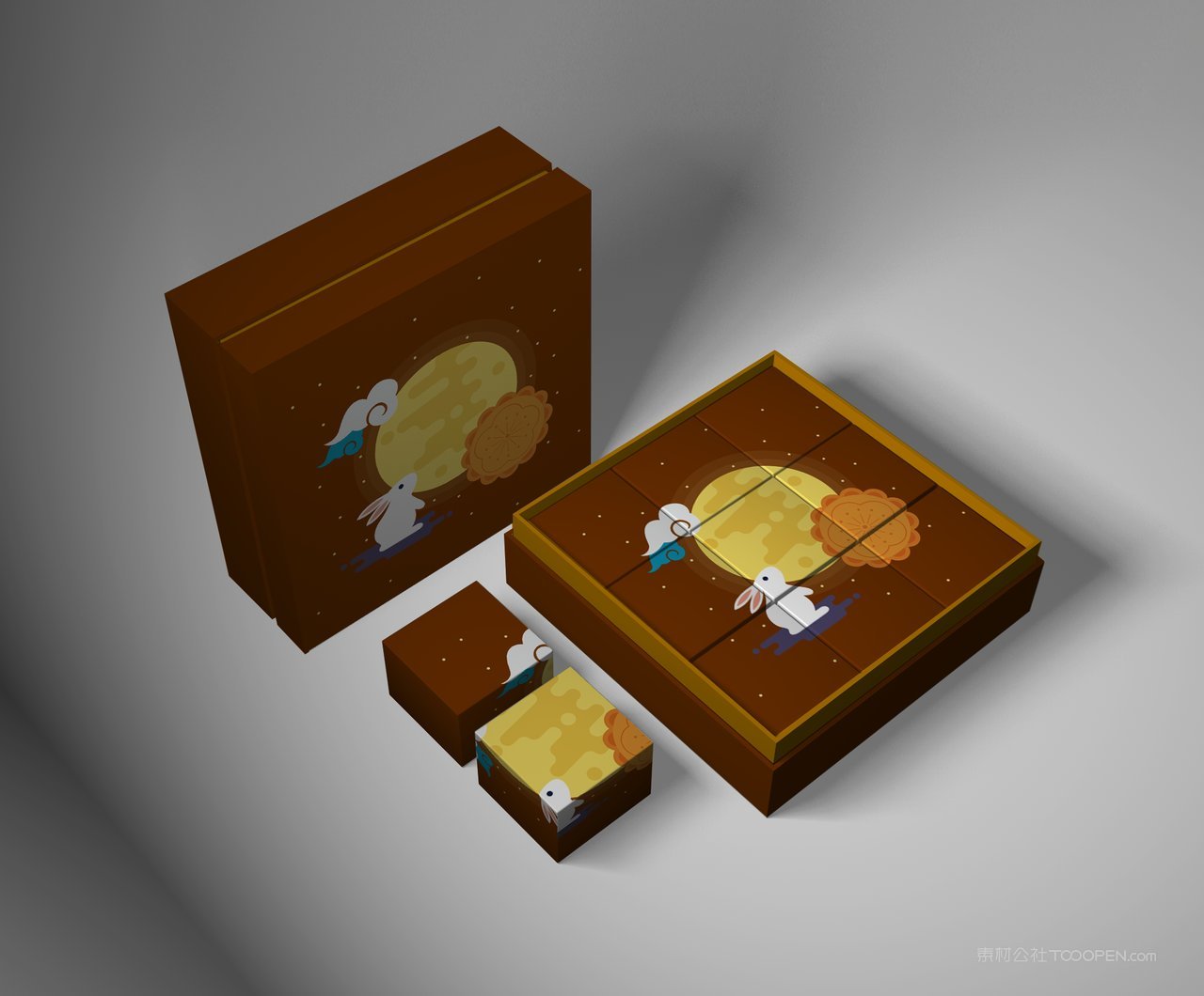 中国风中秋月饼礼品盒精美ps场景样机