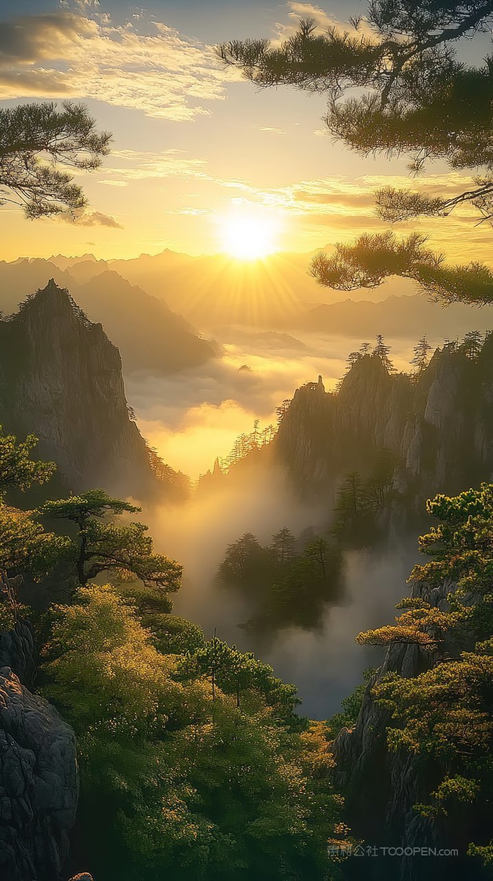 天空意境山峰风景唯美景观群山