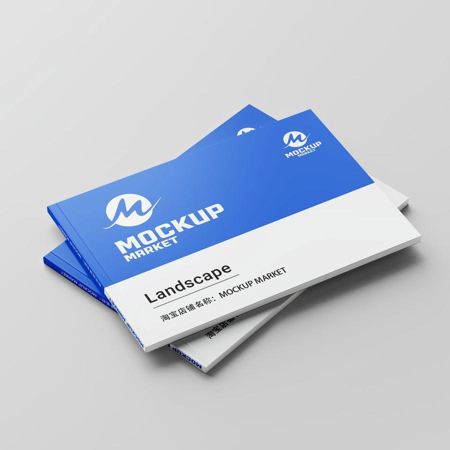 蓝色横版手册高品质psd样机 (3)