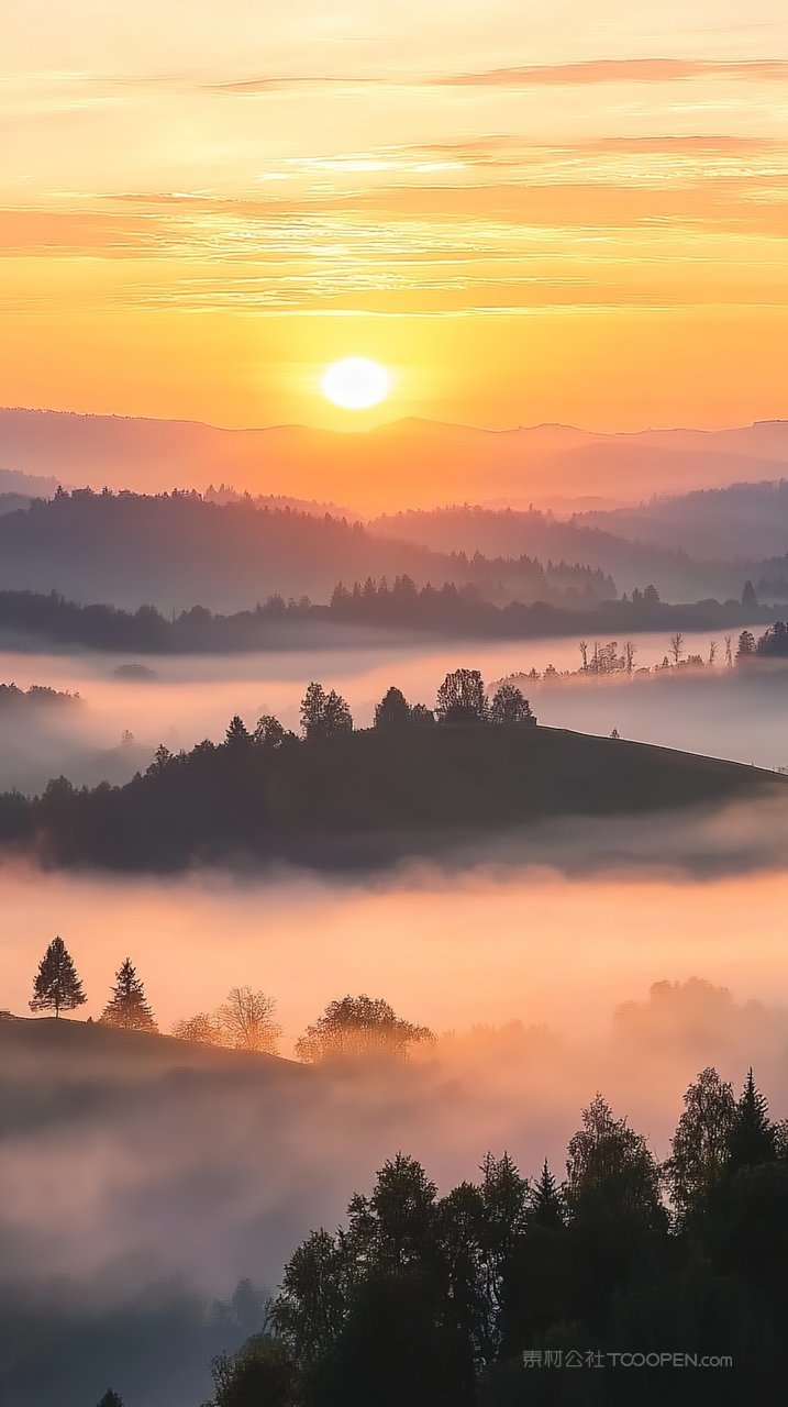 山脉山峰景色群山自然宁静风景唯美天空