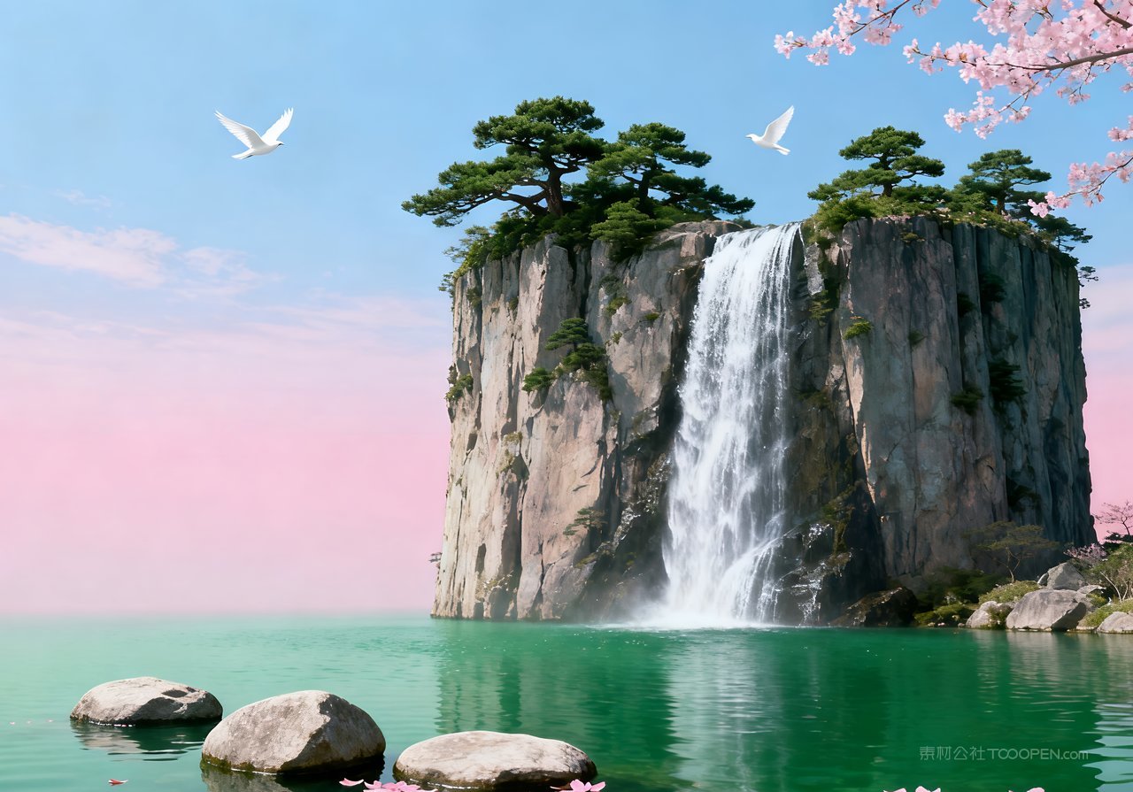 天空唯美山水河流山峰意境春季风景