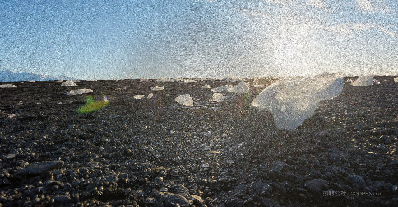 冰块冰川湖泊风景画图片