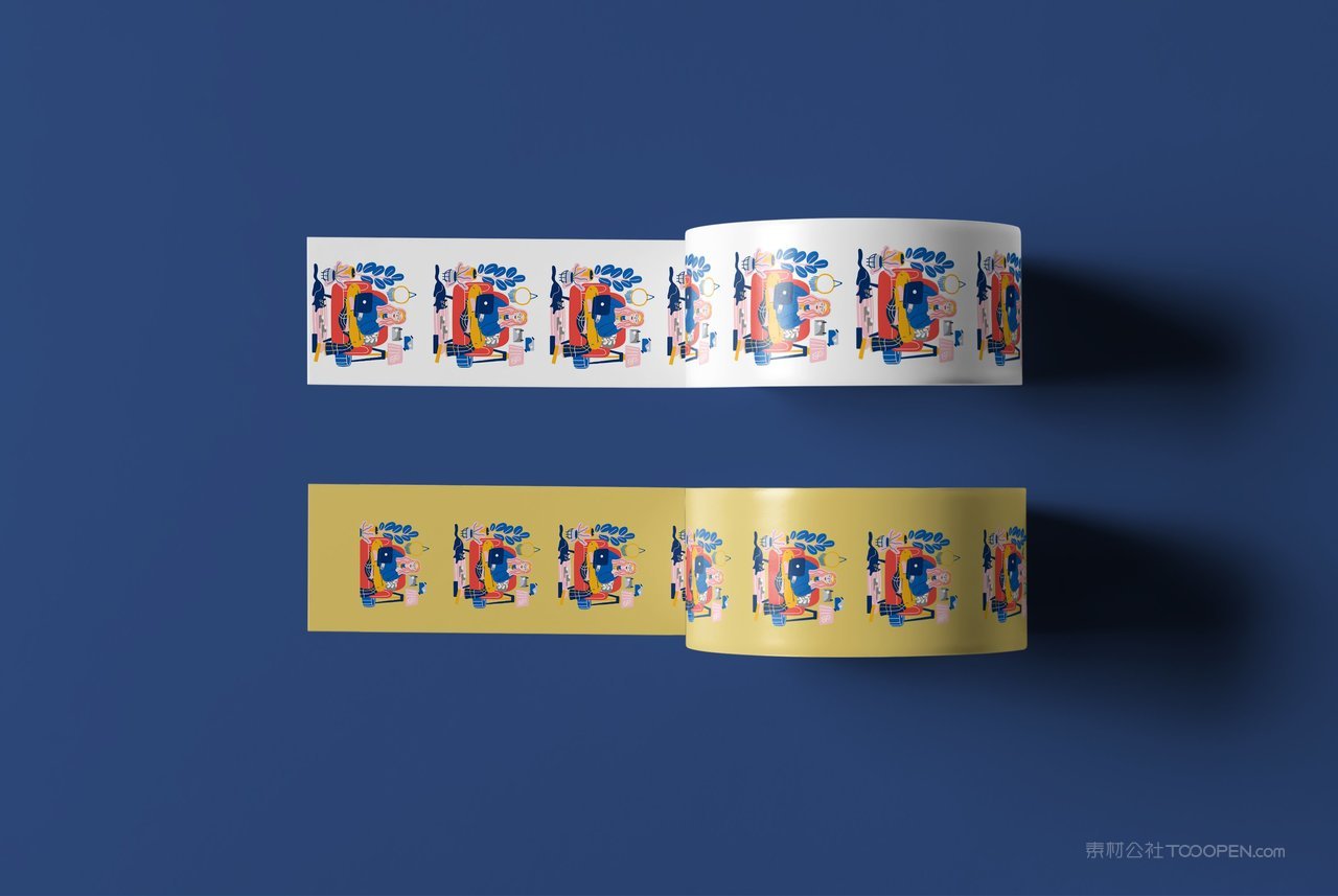 两个胶带蓝色品牌vi展示贴图一键样机