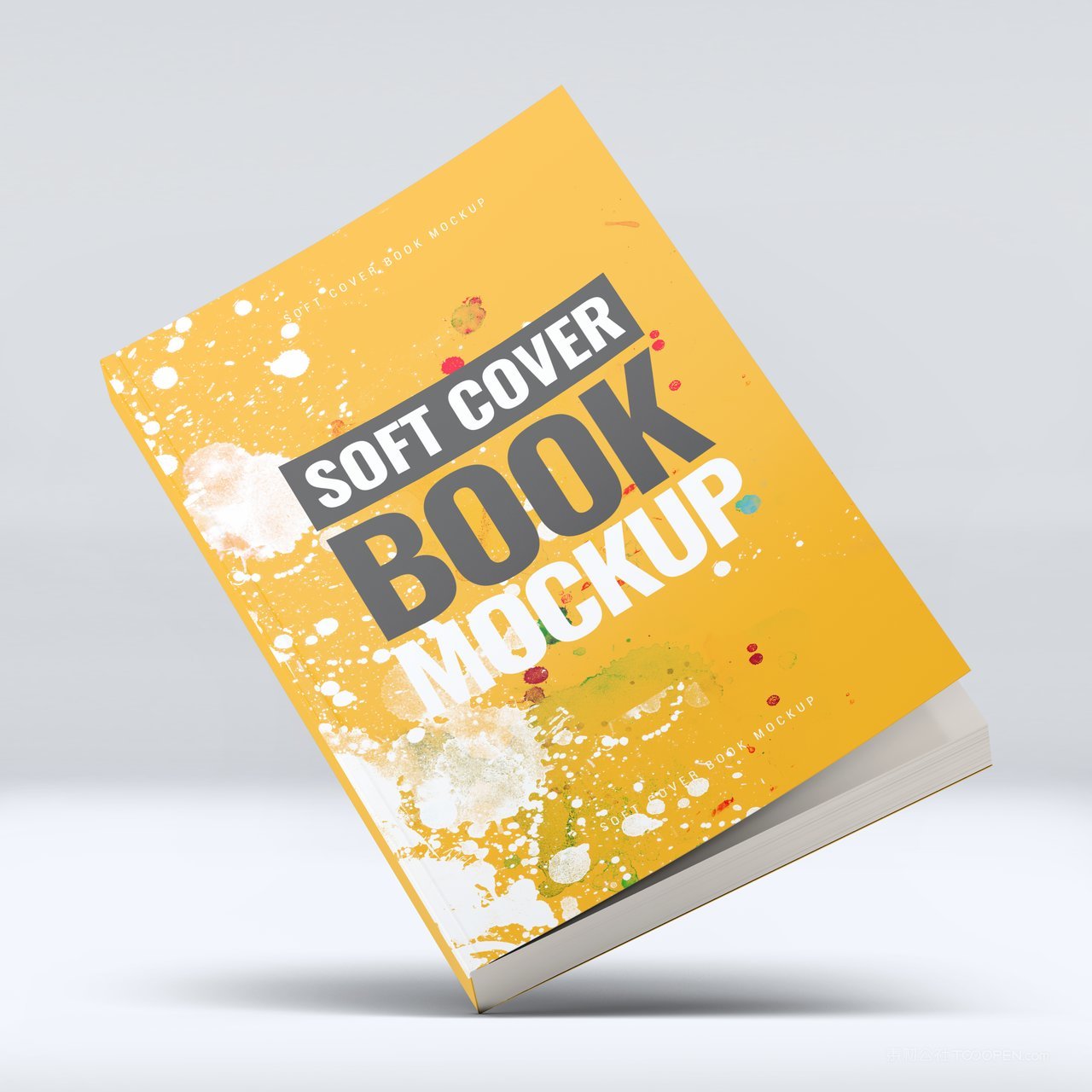 square book mock-up黄色多彩几何喷溅水水渍画册杂志书本样机 (10)
