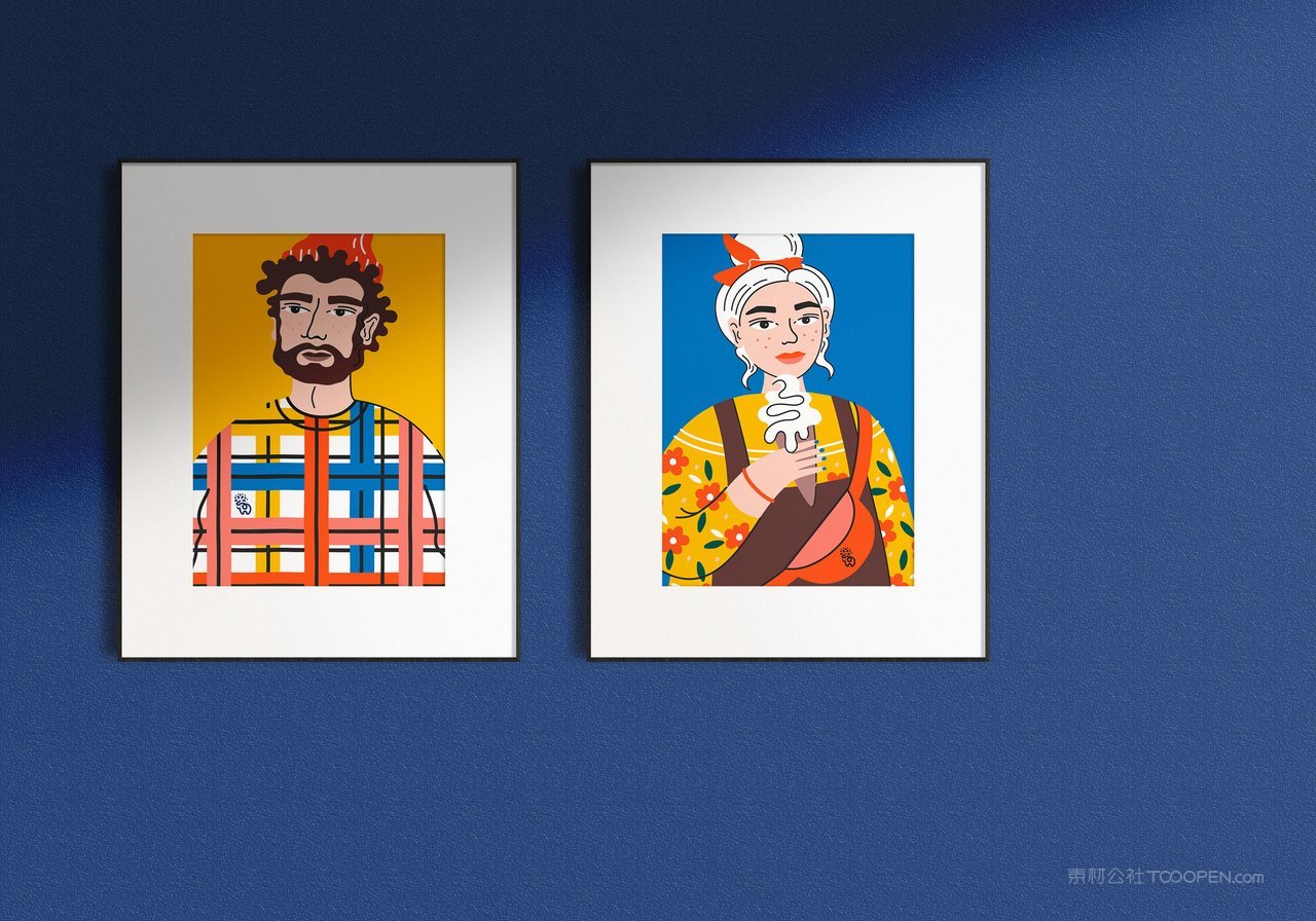 挂画蓝色品牌vi展示贴图一键样机