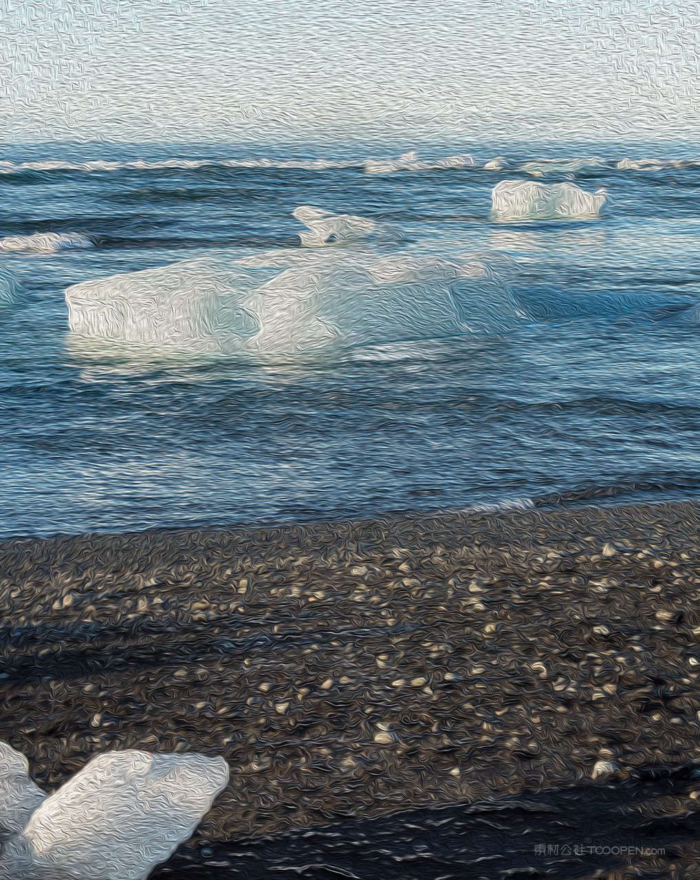 冰川河流风景画