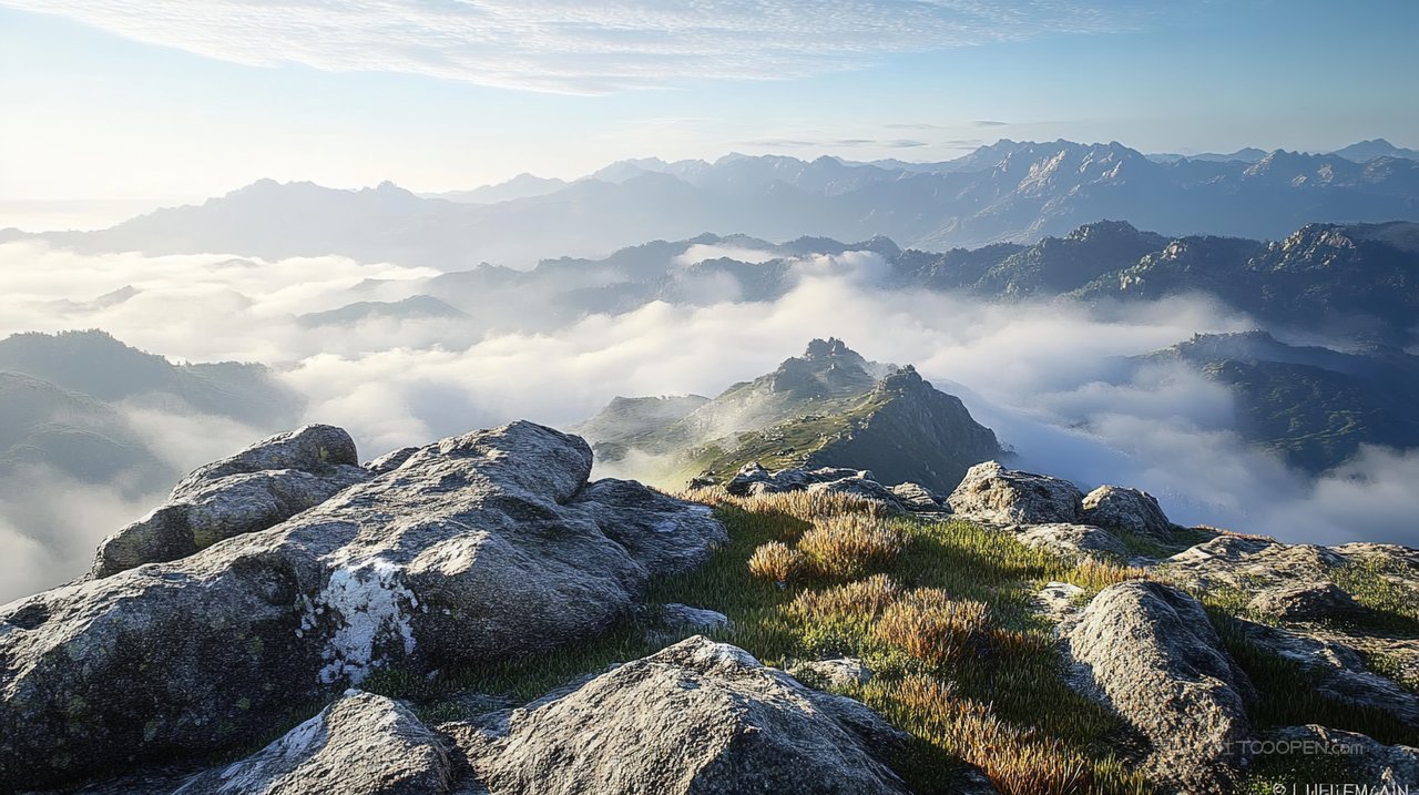 山脉自然唯美天空风景景色群山宁静山峰