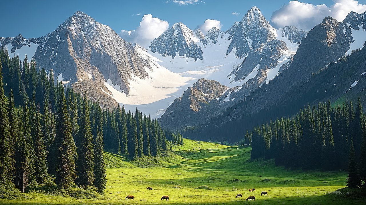 风景山脉唯美高山意境天空宁静山峰群山