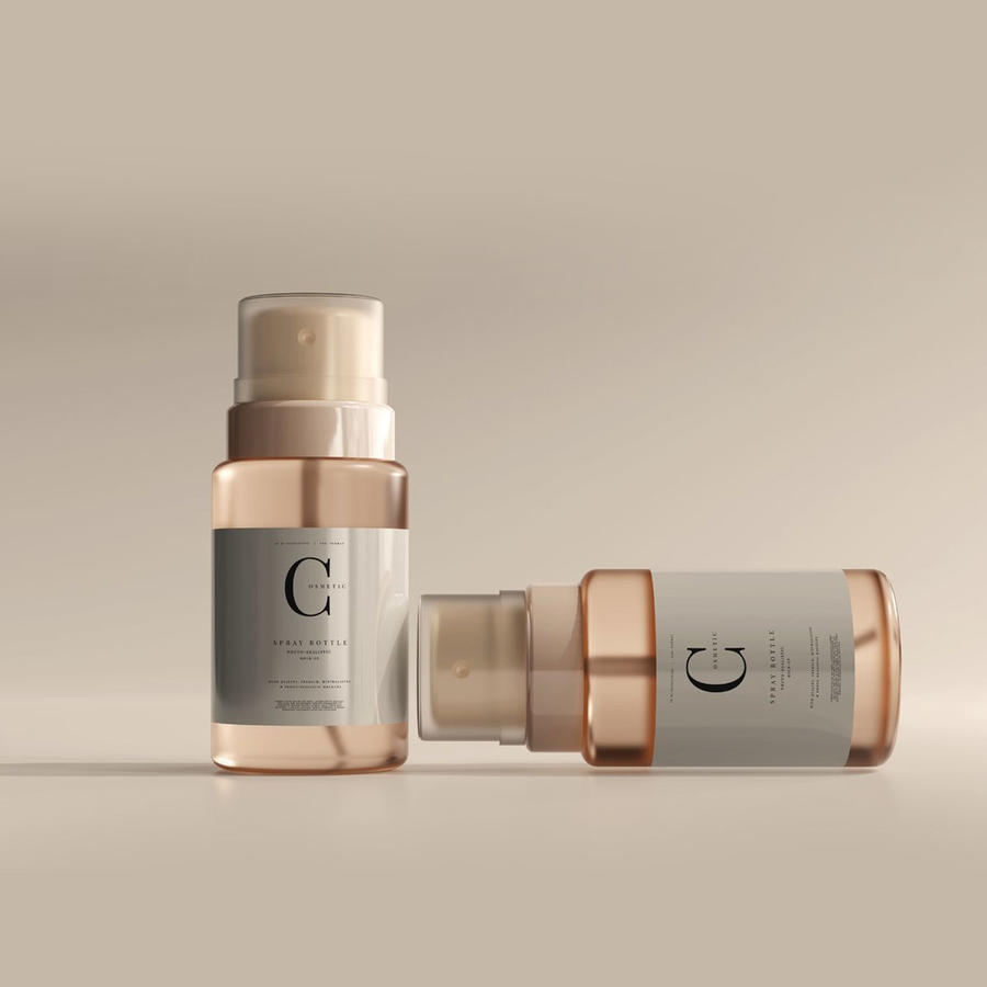 美妆护肤品按压喷雾瓶纸盒包装提案设计样机 (4)