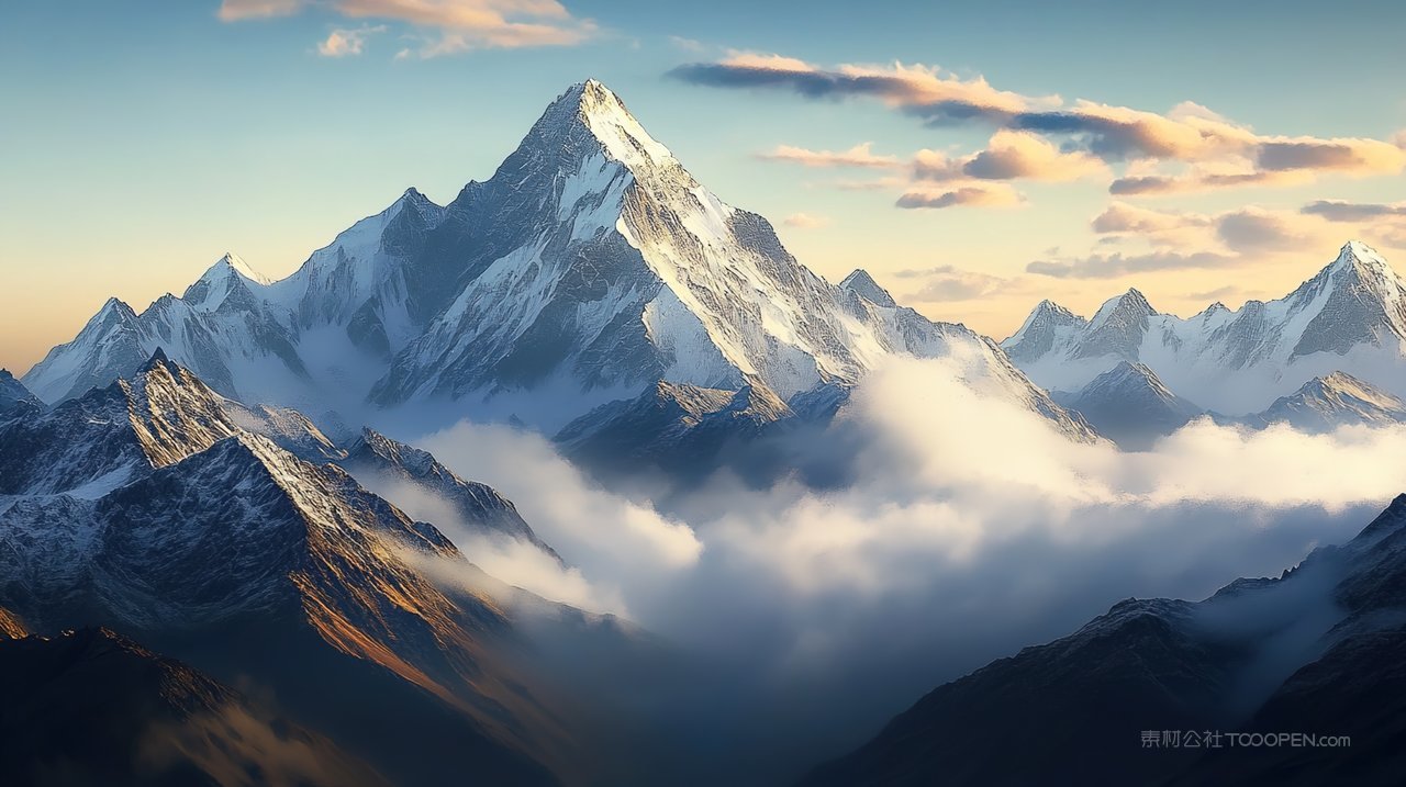 风景高山自然宁静唯美山峰山脉群山天空
