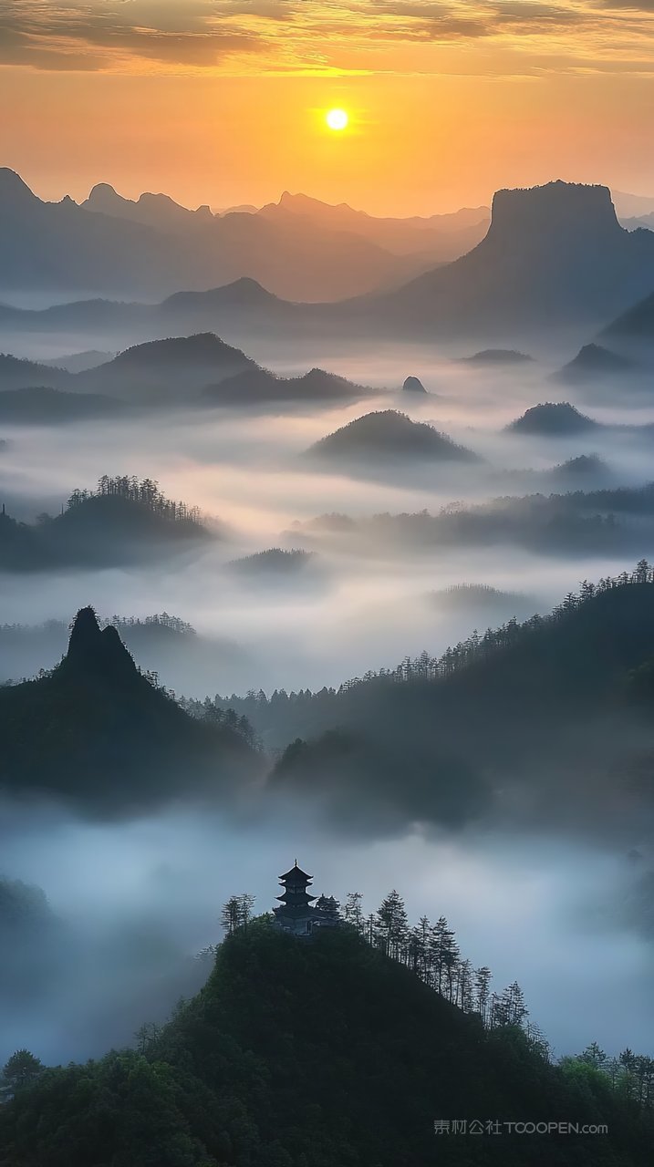 天空群山唯美景观意境风景山峰