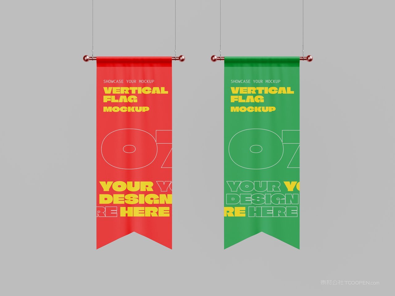 垂直旗帜标志样机