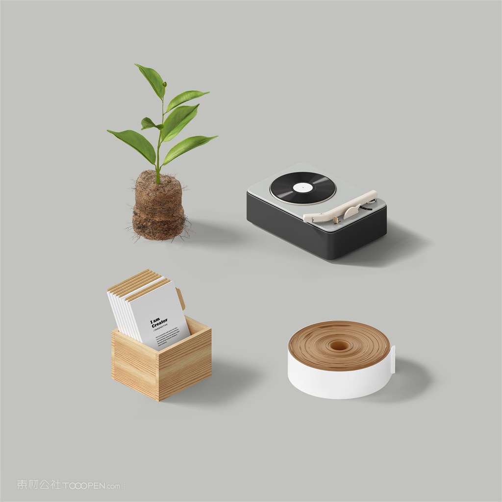 盆栽卡片收音机样机素材