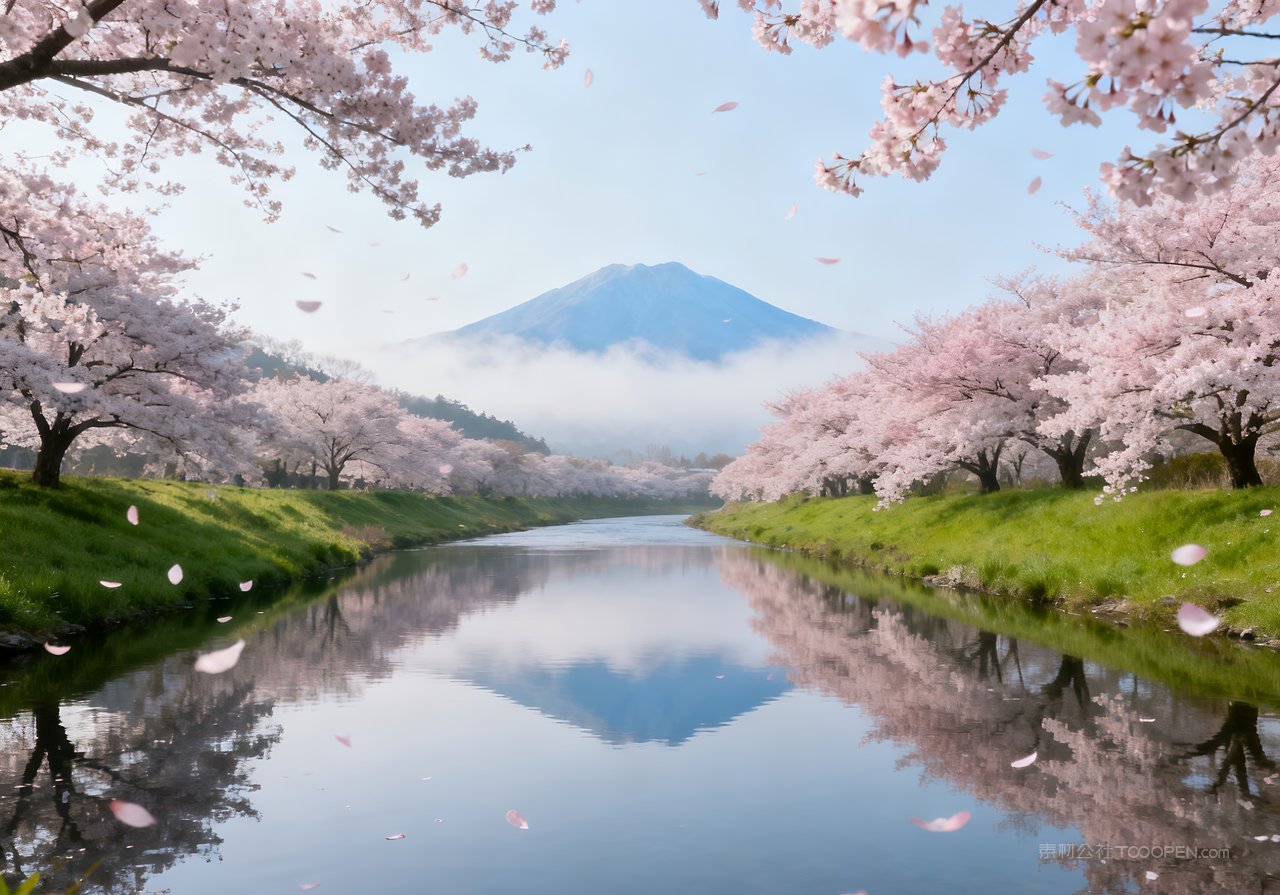 风景河流天空山水意境山峰唯美春季
