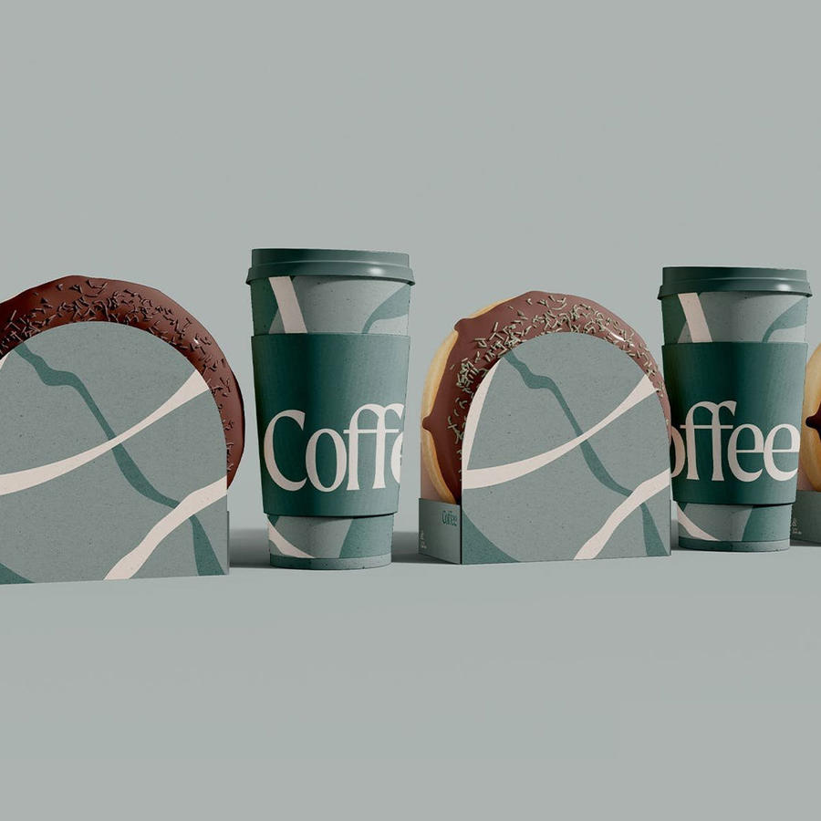 咖啡杯和甜甜圈包装样机