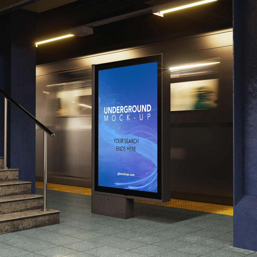 城市地铁站灯箱广告样机