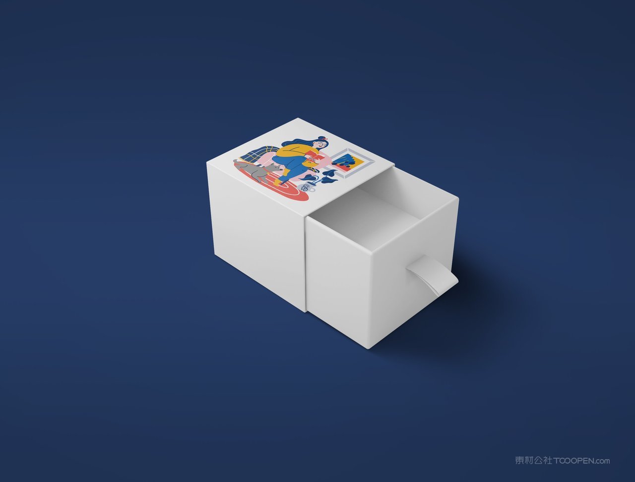 打开的小盒子蓝色品牌vi展示贴图一键样机